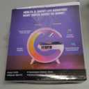 VDZZ Mini Wireless Speaker with Bluetooth Lamp, Atmosphere Lamp, Wireless Charging, Alarm Clock,Smart LED Table Lamp, Night Light, Birthday Gifts for Girls Boys Party Aged 412 (Black)