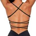 Danysu Womens Backless Halter Crop Top Padded Sports Bras Light Support Strappy Sexy Workout Tank (Small, #2.crisscross Black)