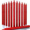 CANDWAX Red Taper Candles Pack of 12 - Slow Burning Dripless Unscented Straight Candles 12 inch - Ideal for Dinner Table - Smokeless Long Candlesticks