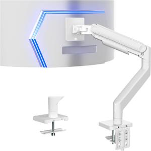 VIVO Heavy Duty Aluminum Ultrawide Monitor Tension Arm for up to 49 inch Screens, Holds 44 lbs, Premium Desk Mount Stand Designed for Samsung Odyssey G9 and More, White, STAND-V101VW