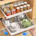 2 Pack Pull Out Cabinet Organizers Expandable , Slide Out Drawers for Kitchen, Bathroom, Pantry, Under Sink Storage, Pull Out Drawers Fixed with Adhesive Nano Film (White) Size: 20.8"D x 13"~19"W