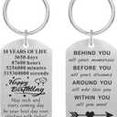 4 x Birthday Gift Ideas for Women Men, Boys Girls Happy Birthday Decorations for Him Her, Best Friend Bday Keychain Unisex (10th)