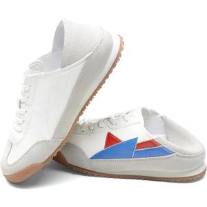 DREAM PAIRS Boys Girls Sneakers Foldable Back Retro Classic Casual Tennis Lightweight Breathable Walking Shoes for Little/Big Kid (White/Blue)