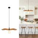15'' Natural Rattan Chandelier Pendant Light-Farmhouse Boho Rattan Pendant Lights with Included E27 Bulb, 120V Wicker Pendant Lights for Dining Room Kitchen Island Bedroom Living Room