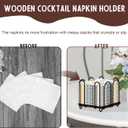 Square Metal Cocktail Napkin Holder 5x5 Wood Napkin Dispenser Black Flat Napkins Holder Brown Paper Napkins Storage Napkin Holder Caddy Deep Napkin Basket Napkin Organizer for Wedding Bar Party Table