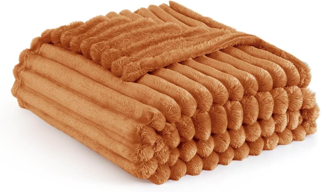 Bedsure GentleSoft Burnt Orange Fall Throw Blanket for Couch - Cozy Soft Blankets for Women, Cute Small Fall Throws for Girls, Orange, 50x60 Inches
