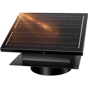 32W Solar Powered Attic Exhaust Fan with 10" Roof Vent - IP68 Waterproof DIY Ventilation System to Lower Heat, Prevent Moisture & Save AC Costs - Off-Grid Cooling for House, Garage,Shed & Greenhouse