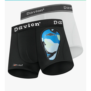 Davion 2-Pack Boys Underwear with 1 Soft Protective Athletic Cup Youth Briefs for Football, Baseball, Lacrosse, Size Medium