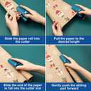 2 x Wrapping Paper Cutter, New Upgrade Blade Gift Wrap Paper Cutter Tool Steel Sliding Replaceable Wrapping Paper Roll Cutter for Christmas Birthday Gift Wrapping Supplies(Blue)