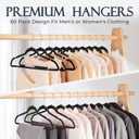 HOUSE DAY Black Velvet Hangers 60 Pack, Non Slip Clothes Felt Hanger Heavy Duty for Coat, Premium Slim Space Saving Suit Hangers for Closet Organizer, 360 Rotating Silver Hook