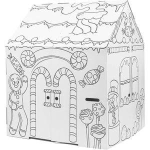 Easy Playhouse Gingerbread House - Kids Art & Craft for Indoor Fun, Color Favorite Holiday Sweets & Winter Friends Decorate & Personalize a Cardboard Fort, 32" X 26. 5" X 40. 5", Small