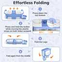 MoreFeel Collapsible Baby Bathtub for Newborn with Thermometer & 1 Hooded Towel & 1 Soft Floating Cushion, Portable Travel Bathtub with Drain Hole, Durable Foldable Baby Tubs for Infants to Toddler