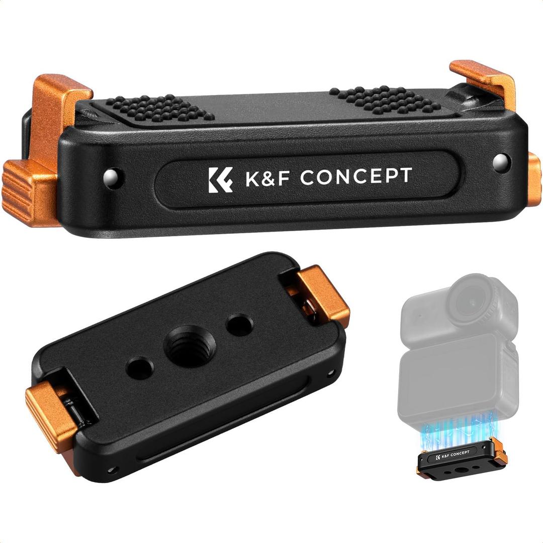 K&F Concept Magnetic Quick Release Mount Compatible with DJI Osmo Action 6/Osmo Nano, Aluminum Alloy Bracket Extension Base with 1/4 Screw Hole for Tripod, Selfie Stick, Action Camera Accessories