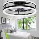 Modern Ceiling Fans with Lights and Remote, 19.7'' Fandelier Low Profile Ceiling Fans with Remote App, Flush Mount Ceiling Fan with 3000-6000K Dimmable 2 LED Light for Bedroom Kitchen Living Room