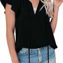 Dokotoo Women's Casual Boho Floral Printed V Neck Tops Drawstring Short Long Sleeve T Shirt Blouses