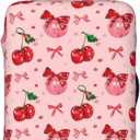 Travel Luggage Cover Cherry Disco Ball Bows, High Elasticity Washable Travel Baggage Protector Case Fits 29-32 in