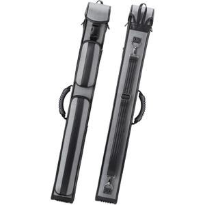 Pool Cue Case 2X2/2X4 Hard Pool Stick Carrying Case Billiard Faux Leather Cue Stick Cases with Handle and Detachable Shoulder Straps, Holds 2 Butt and 2/4 Shafts (Gray)