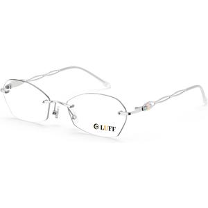LUFF Rimless Reading Glasses for Women | Blue Light Computer Readers | Lightweight 16g Metal Frame | Eye Strain Relief (Silver)