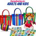 12 Mini Mercado Bags For Fiesta Mexicana Party Favors & Mexican Papel Picado Gift Tags