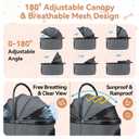 Pet Stroller for Small & Medium Pets, 3-in-1 Dog Stroller with Detachable Carrier & Car Seat, 50 lbs Capacity for 1 Medium or 2 Small Pets, Aluminum Frame, Spring Damping System, Dual Brake, Grey