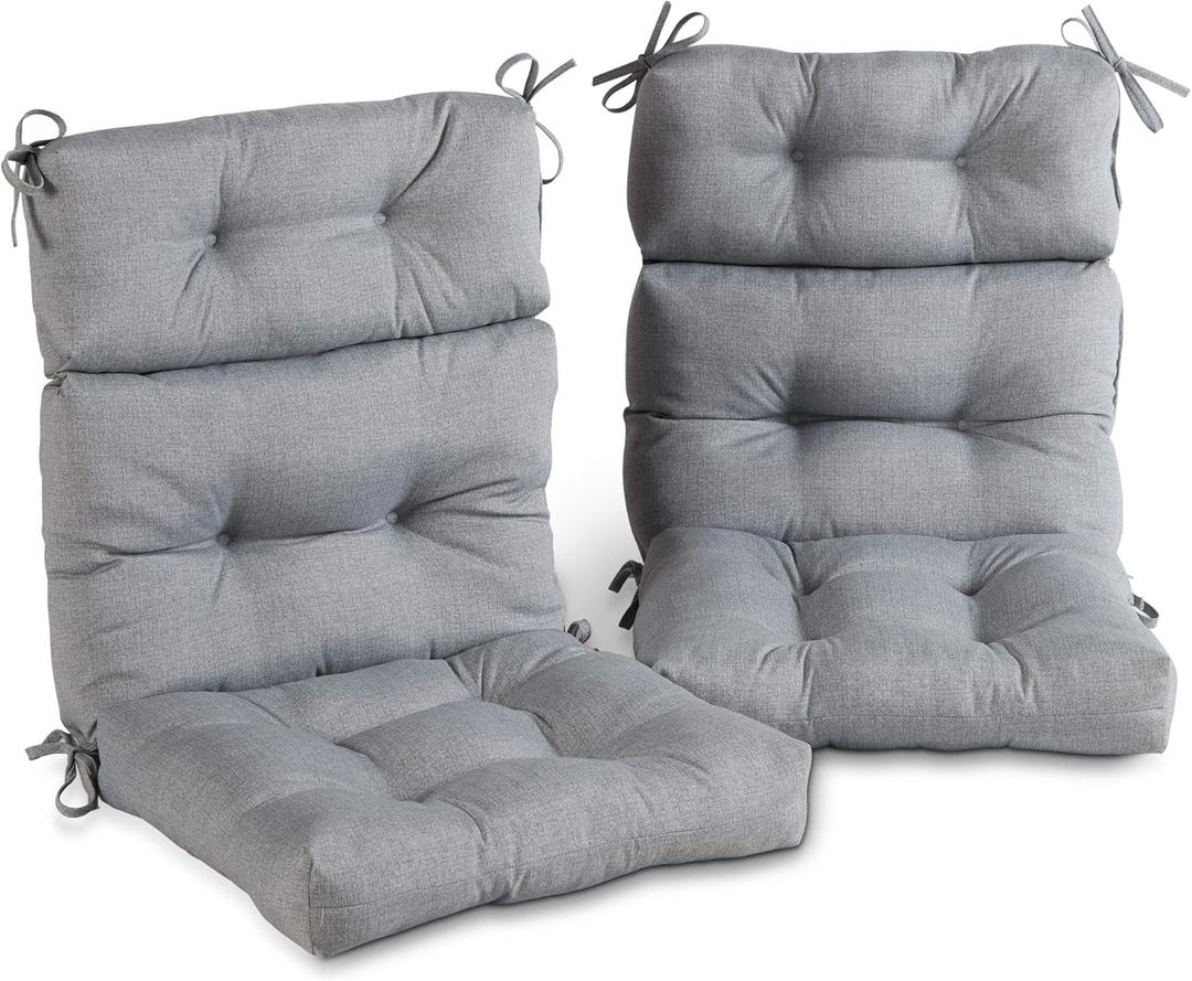 Greendale Home Fashions Outdoor 44 x 22-inch High Back Chair Cushion, Set of 2, Cement 2 Count