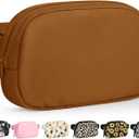 Pritent Fanny Packs for Women Cross Body Bag Waterproof Belt Bag with Adjustable Strap and Zipper Back Pocket Small Crossbody Bags Fashion Waist Packs for Workout Travelling(Brown)