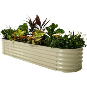Vego garden Raised Garden Bed Kits, 17" Tall 9 in 1 8ft X 2ft Metal Raised Planter Bed for Vegetables Flowers Ground Planter Box-Pearl White