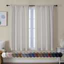 Simplebrand Ava Natural Short Blackout Curtains for Bedroom 45 Inches Long 2 Panels Set, Solid Thermal Insulated, Energy Saving Window Treatment Curtains Blackout Drapes, W40 x L45 Inch, Natural