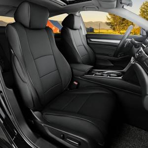 HKZ Custom Fit Accord Car Seat Covers for Honda Accord 2018 2019 2020 2021 2022 EX-L,Touring,Sport,EX & Hybrid (Rear Row W/40/60 Split Backrest) - 5-Seats Full Set, Leather (Black)