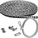 Tandefio #41 20 ft Roller Chain for Electric Gate Openers with 2 Connecting Links and Cable Garage Door Opener Chain for Automatic Sliding Gate Extension Replacement Garage Hanger Door Karts