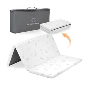 Trifold Pack and Play Mattress for Baby and Toddlers - 38"x26"x1.5", Breathable Pack N Play Mattress, Portable Crib Mattress with Carry Bag, Washable Cover Playpen Mattress for Travel Trifold Pack and Play Mattress for Baby and Toddlers - 38"x26"x1.5", Breathable Pack N Play Mattress, Portable Crib Mattress with Carry Bag, Washable Cover Playpen Mattress for Travel