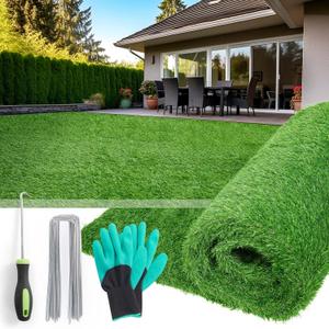Artificial Grass Turf Indoor Outdoor, 5ft x 8ft Realistic Synthetic Fake Grass Turf Rug for Patio Balcony Lawn Landscape Decoration, Replacement Artificial Dog Grass Mat with Drainage Holes