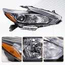 Halogen Headlights Compatible with 2016 2017 2018 Nissan Altima Headlamp w/o LED DRL Black Housing Headlight（Right Passenger Side