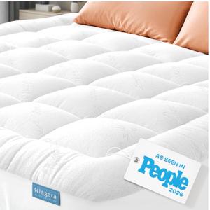 Niagara Sleep Solution Ultra Soft & Cooling Mattress Topper - Full XL Size | Rayon Derived from Bamboo, Pillow Top Mattress Pad, 20" Deep Pocket, Back Pain Relief, Perfect for Hot Sleepers, White