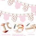 Strawberry Themed Baby Shower Bunting Banner Pink Checkered Onesie Garland with Wooden Clips for Berry First Birthday, Sweet One Party Decorations