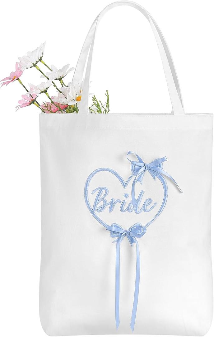 Etercycle Bride Tote Bag, Canvas Wedding Purse Handbags Bridal Shower Gifts For Bachelorette Party Bridesmaid Engagement