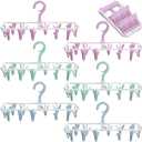 6 Pack Clothes Drying Rack, Small Folding Portable Underwear Hangers with 12 Clips, Plastic Laundry Clip and Drip Drying Hanger with 360° Rotatable Hook for Socks Towels Bras Clothes Gloves