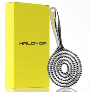 HALOVIDA Hair Brush for Women with Double layer Boar Bristle & Nylon Detangler with Elastic Air Cushion Anti Static Scalp Massage Brush for Smooth Frizz Free Hair (1 Pack）