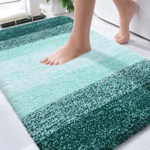 OLANLY Bathroom Rugs Mat 30x20, Extra Soft Absorbent Microfiber Bath Rugs, Rubber Backing, Quick Dry, Washable Bath Mats for Bathroom Floor, Tub and Shower, Home Decor Accessories, Blackish Green