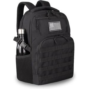 Military Tactical Backpack for Travel Hiking,Black Backpack for Men with Bottle Holder, 30L Small Laptop Backpack for Work, Men's Assault Bag Back Pack