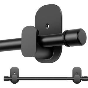 Curtain Rods No Drilling 32 to 86 Inch, HOTOZON 5/8 Inches No Drill Curtain Rods for Windows 55 to 82 Inches(4.5-6.8 ft), Renter Friendly Adjustable Small Drapery Rod for Lightweight Curtains, Black