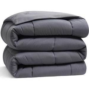 Quilted Down Alternative Comforter Twin XL - All Season Grey Duvet Insert With Corner Tabs