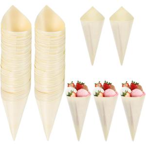 IMIKEYA Disposable Wood Cones: 100 Pcs Food Cones Wood Tasting Cones Disposable Ice Cream Holders for Drinks Wedding Birthday Party Supplies