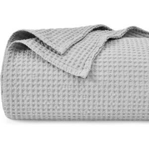 PHF Pre-Washed Cotton Waffle Weave Blanket Throw Size for Couch Bed,Snag Proof Spring Summer Lightweight Breathable,Oeko-TEX Certified,Machine Washable,Home Decor Gift，Light Grey, Size: Throw(50" x 60")