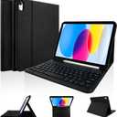 LAMA Keyboard Case for iPad (A16) 11th Gen 2025 /10th Gen 2022, Magnetic Case with Keyboard for iPad 11-inch (A16)/10.9-inch 10th Generation,Thin & Light Cover with Pencil Holder, Black