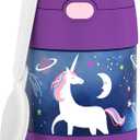THERMOS FUNTAINER Insulated Food Jar, 10 Ounce, Kid Friendly Food Jar with Foldable Spoon, Space Unicorn