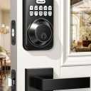 Zowill Keyless Entry Door Lock with 2 Lever Handles, Zowill Electronic Keypad Deadbolt, Auto-Locking, Anti-Peeping Password, Digital Code Door Lock, Front Door Handle Sets, Matte Black