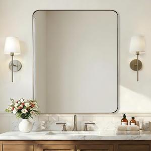 ANDY STAR Brushed Champagne Bronze Mirrors for Bathroom Sink, 30x36 Inch Bathroom Vanity Mirror with Rectangular Metal Frame-Modern Clean Design with Superior Stainless Steel Frame