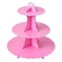 Soleebee 3-Tier Cupcake Stand, Cardboard Cupcake Tower, Dessert Cup Cake Stand Tower for Birthday Wedding Party Decoration, Cupcake Tier Stand 1 Set (Hot Pink)
