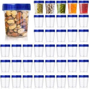 40 Pack 4oz Small Containers with Lids,Reusable Salad Dressing Container Airtight Leakproof Condiment Containers with Screw Lids,Take Away Stackable Plastic Dip Sauce Cups for Snack,Drink,Ketchup